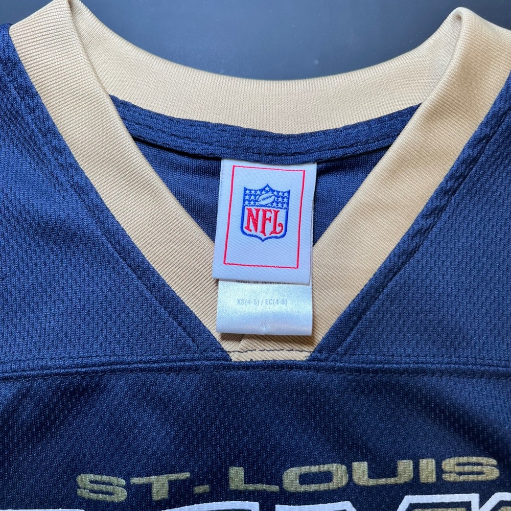 Vintage NFL St. Louis Rams Jersey Navy Blue Gold Y2K Football Youth XS 4-5 - Picture 3 of 11